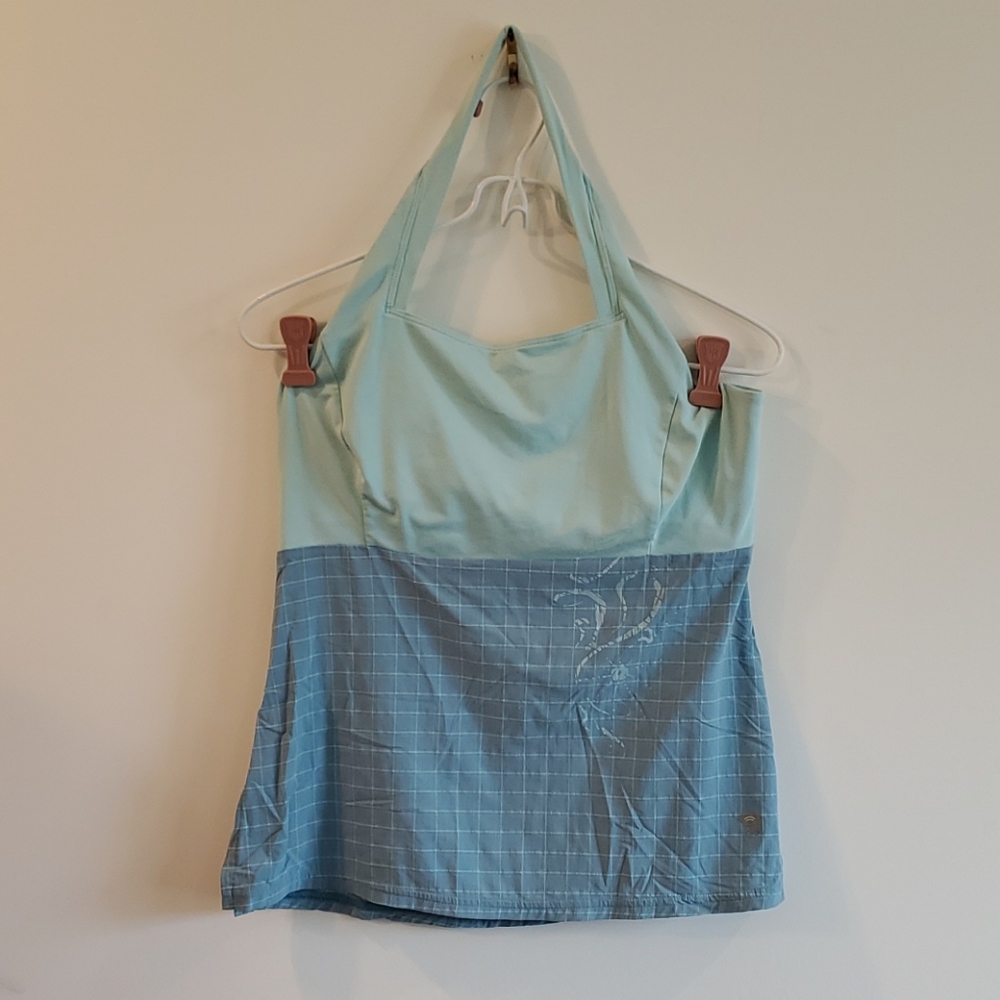 Mountain Hardwear Two-Tone Mint and Light Blue Halter Tank Top
